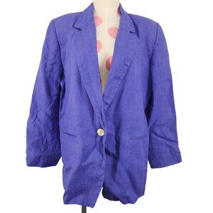 Women's Vintage Studio 205 Purple 100% Linen Blazer Jacket 14 Made in Russia Top